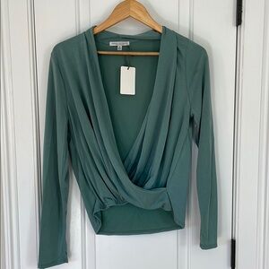 NWT, Size Med Teal draped top.